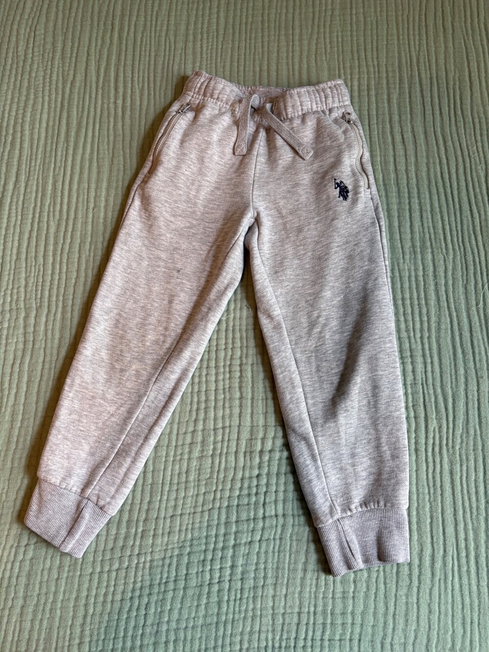 U.S. Polo Assn. Girls Jogger Sweatpants Size XS 4-5 Gray Zip Pockets